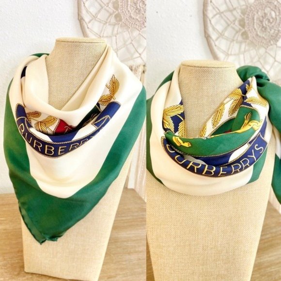 Burberry Accessories - Burberry Vintage Square Pure Silk Scarf Authentic